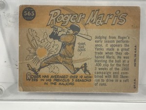 lot 364 image: 1960 Topps Baseball Card Sport Magazine 1960 All-Star Selection Roger Maris #565