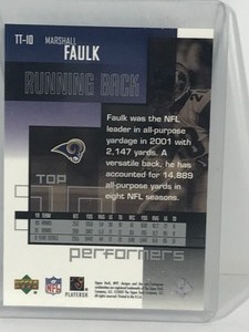 lot 371 image: 2002 UpperDeck Football Card Marshall Faulk MVP Performers Card #TT-10