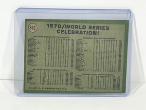 lot 381 image: 1971 Topps Baseball Card 1970 World Series Celebration Convincing Performance #332