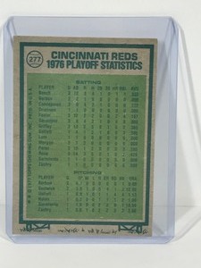 lot 385 image: 1977 Topps Baseball Card 1976 N.L. Championship Reds Sweep Phillies 3 in a Row #277