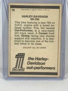 lot 390 image: 1972 DONRUSS Motorcycle TRADING CARD #10 Harley-Davidson XR-750