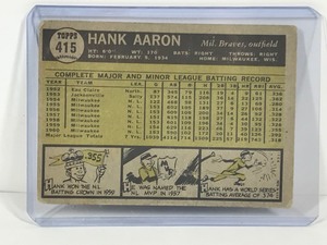lot 398 image: 1961 Topps Baseball Card Hank Aaron #415