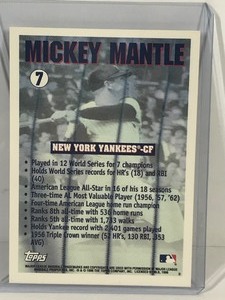 lot 402 image: 1996 Topps Baseball Card Mickey Mantle Gold #7