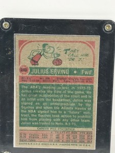 lot 409 image: 1973-74 Basketball Card ABA All-Stars 1972-1973 Second Team Julius Erving #240