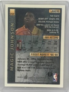 lot 421 image: 1995-96 Topps Finest Refractor Magic Johnson #252 Basketball Card 