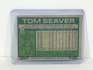 lot 422 image: 1977 Topps Baseball Card Tom Seaver #150