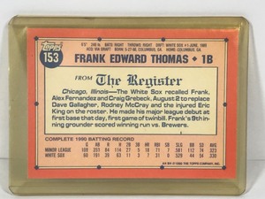 lot 424 image: 1990 Topps Baseball Card Frank Thomas Major League Debut #153