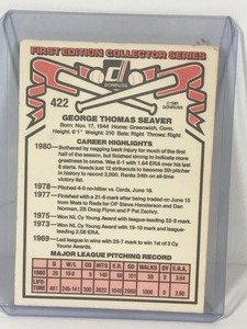 lot 425 image: 1981 Donruss Baseball Card Tom Seaver #422