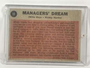 lot 439 image: 1962 Topps Baseball Card Mickey Mantle & Willie Mays Managers Dream #18