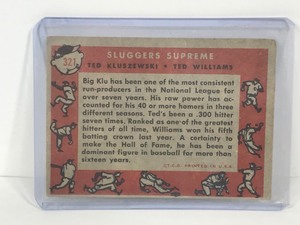 lot 442 image: 1958 Topps Baseball Card Sluggers Supreme Ted Kluszewski & Ted Williams #321
