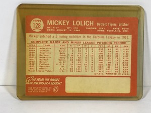 lot 449 image: 1964 Topps Baseball Card Mickey Lolich #128