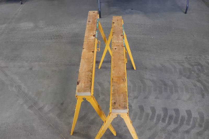 2 Crawford Pro Adjustable Sawhorses Rupp Woodworking Shop K BID