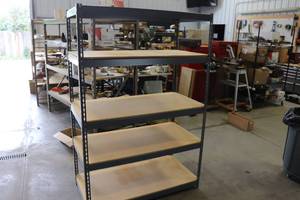 lot 131 image: 4 wide x 2 deep x 6 tall Metal Shelving