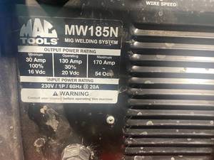 MAC Tools Mig Welder on MAC Tools Welding Cart
