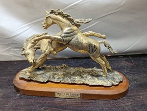 The Challenge Vintage Metal Horse Sculpture