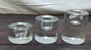 Three Vintage Glass Candleholders