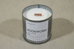 lot 114 image: Anchored Northwest Wood Wick Candle -Bookworm