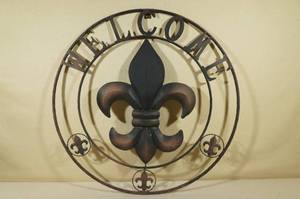 lot 199 image: Fleur De Lis Symbol Wall Dcor Welcome Sign