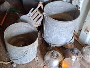 lot 1889 image: Lot of (2) Metal Mop Buckets