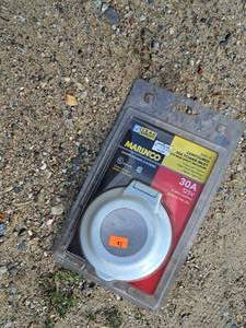 lot 1158 image: Marineco Shore Power Systems Contoured 30A Power Inlet (in original packaging)