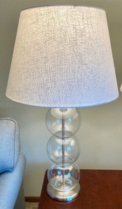 lot 39 image: Pair of Glass Stacked Sphere Table Lamps