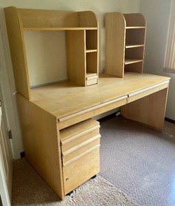 lot 89 image: Desk with Tuck Under File Cabinet on Casters