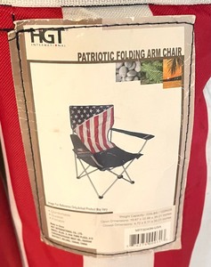 lot 140 image: 2 Patriotic Folding Arm Chairs by HGT
