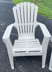 lot 181 image: Three Plastic Adirondack Style Patio Chairs