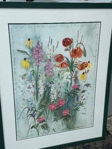lot 20 image: Vintage Watercolor Floral Print by Jean Accola