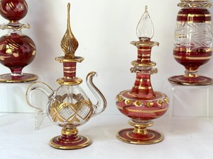 lot 14 image: Four Art Glass Decorative Egyptian Perfume Bottles
