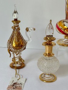 lot 24 image: Five Lovely Glass Art Style Egyptian Perfume Bottles