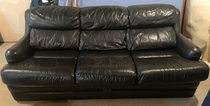 lot 5 image: Black Leather Sofa  Couch by Whittemore-Sherrill Limited