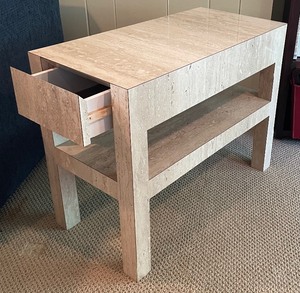 lot 16 image: Nice Neutral Laminate Accent Table with Drawer