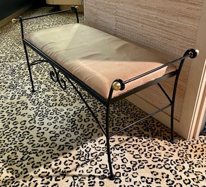 lot 54 image: Pretty Metal Bench with Upholstered Seat