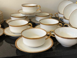 lot 61 image: Vintage Glassware with Gold Colored Detailing