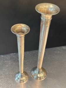 lot 57 image: Two Vintage Sterling Silver Bud Vases