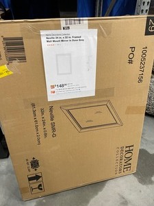 lot 22 image: New Home Decorators Neville 24 in. x 32 in. Framed Wall Mount Mirror in Dove Grey