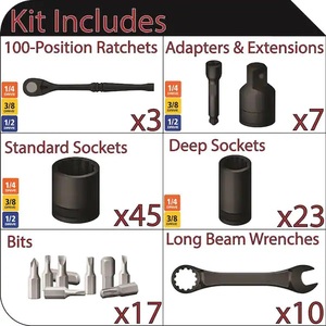 lot 5 image: New Husky - 105 Piece Mechanics Tool Set with 100 Position Ratchets