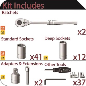 lot 4 image: New Husky - 94 Piece Mechanical Tool Set