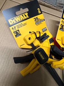 lot 32 image: New Dewalt 4.5 in. 35 lb. Trigger Clamps (2 Pack) with 1.5 in Throat Depth