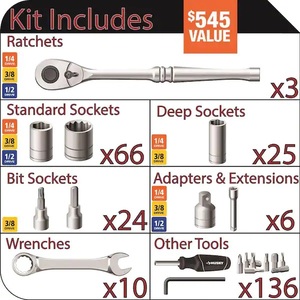 lot 3 image: New Husky Mechanics Tool Set in Connect Trays (270-Piece)