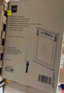 lot 93 image: New 22 in. W x 32 in. H Framed Rectangular Bathroom Vanity Mirror in Antique White