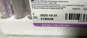 367861 BD Vacutainer Blood Collection Tubes Expired