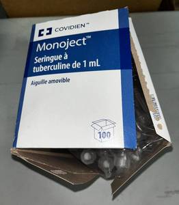 Covidien Monoject 1 mL Tuberculin Syringe, 100bx