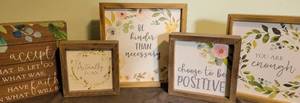 lot 93 image: inspirational wall decor 5 hanging pieces