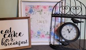 lot 137 image: 2 Decorative Pictures and 1 clock