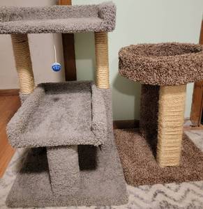 lot 10 image: 2 lightly used small cat trees