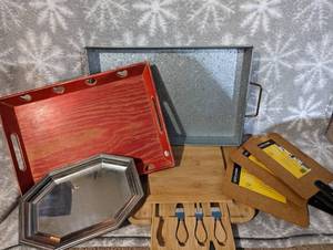 lot 27 image: Charcuterie board, and serving collection