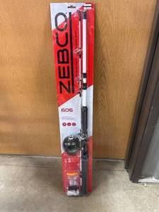lot 46 image: Zebco 606 Fishing Rod, Reel, Tackle, Tacklebox