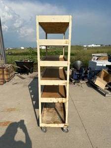 lot 76 image: 71 Inch Tall Rolling Metal Cart (4 Foot Wide, 18 Inch Deep, 71 Inch Tall)